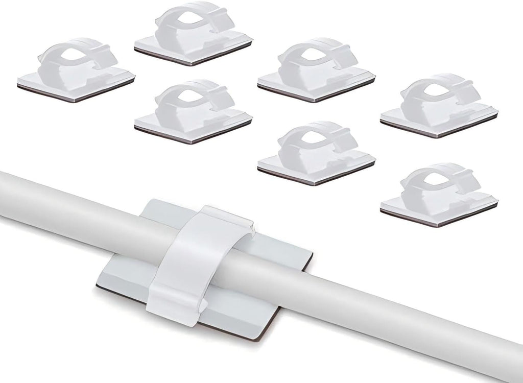 Elfcam - Kabelclips Selbstklebend für Glasfaserkabel (LWL Patchkabel), Stromkabel, Netzwerkkabel, USB Ladekabel und Audiokabel, Weiß (50 Stück)