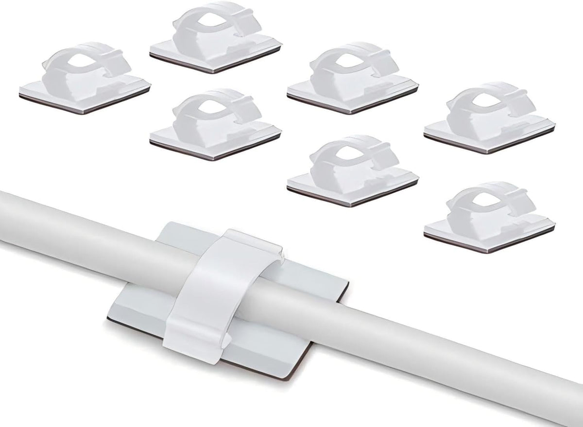 Elfcam - Kabelclips Selbstklebend für Glasfaserkabel (LWL Patchkabel), Stromkabel, Netzwerkkabel, USB Ladekabel und Audiokabel, Weiß (50 Stück)