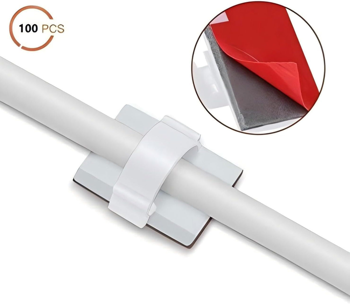Elfcam - Kabelclips Selbstklebend für Glasfaserkabel (LWL Patchkabel), Stromkabel, Netzwerkkabel, USB Ladekabel und Audiokabel, Weiß (50 Stück)