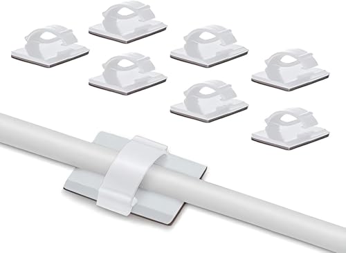 Elfcam - Kabelclips Selbstklebend für Glasfaserkabel (LWL Patchkabel), Stromkabel, Netzwerkkabel, USB Ladekabel und Audiokabel, Weiß (50 Stück)