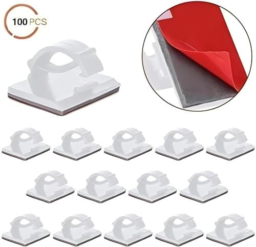 Elfcam - Kabelclips Selbstklebend für Glasfaserkabel (LWL Patchkabel), Stromkabel, Netzwerkkabel, USB Ladekabel und Audiokabel, Weiß (50 Stück)