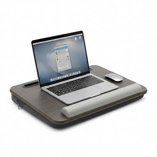 Relaxdays Laptopkissen mit Tasche, BxT: 43 x 32 cm, braun/grau