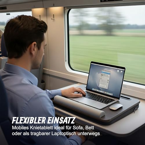Relaxdays Laptopkissen mit Tasche, BxT: 43 x 32 cm, braun/grau