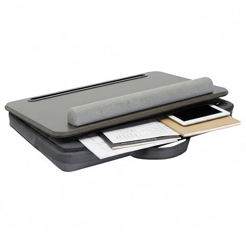 Relaxdays Laptopkissen mit Tasche, BxT: 43 x 32 cm, braun/grau