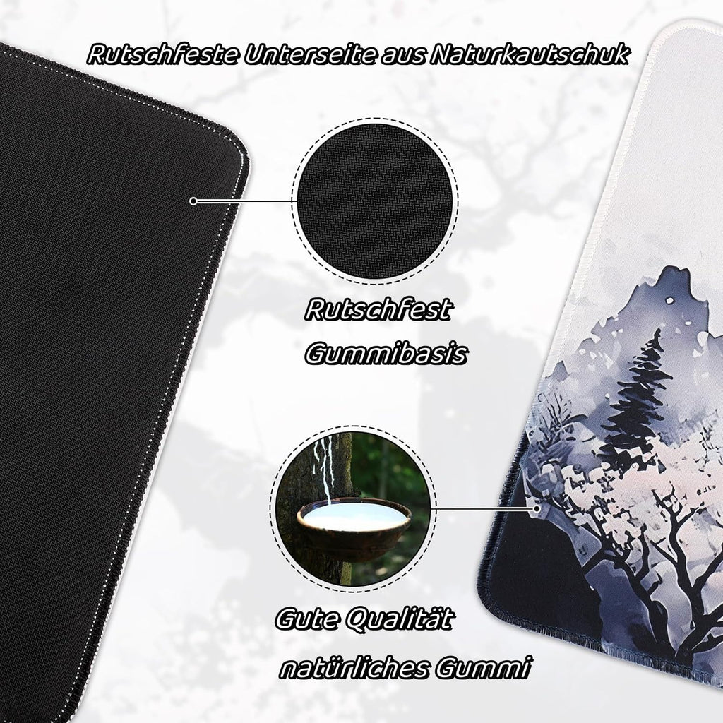 Japanische Weiße Mauspad, Mauspad XXL 80x30CM Gaming, Große Kirschblüte Schreibtisch Matte, Anime Gaming Tastatur Matte, Großer Erweiterter Schreibtisch Schutz Für Home Office (Stil A)