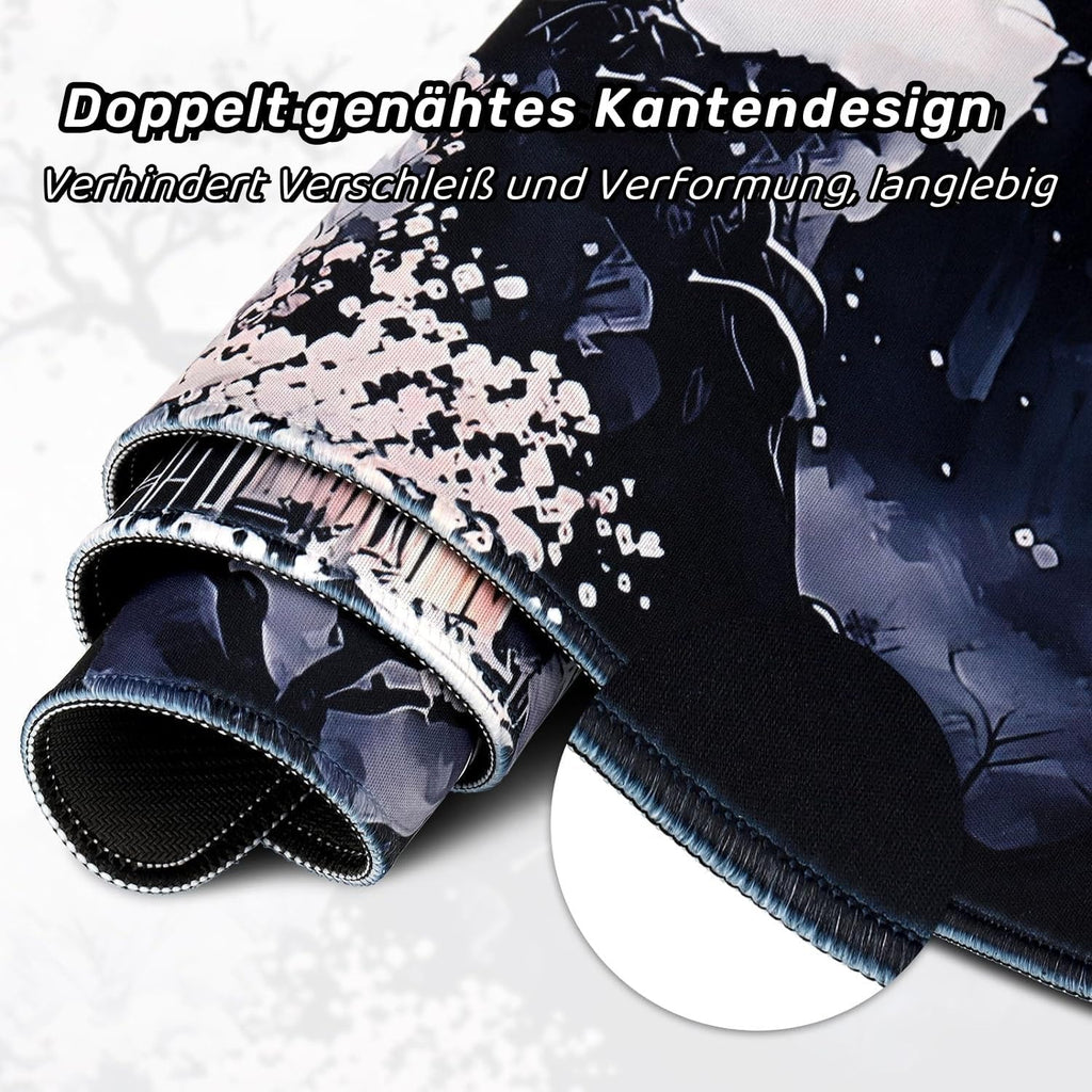 Japanische Weiße Mauspad, Mauspad XXL 80x30CM Gaming, Große Kirschblüte Schreibtisch Matte, Anime Gaming Tastatur Matte, Großer Erweiterter Schreibtisch Schutz Für Home Office (Stil A)