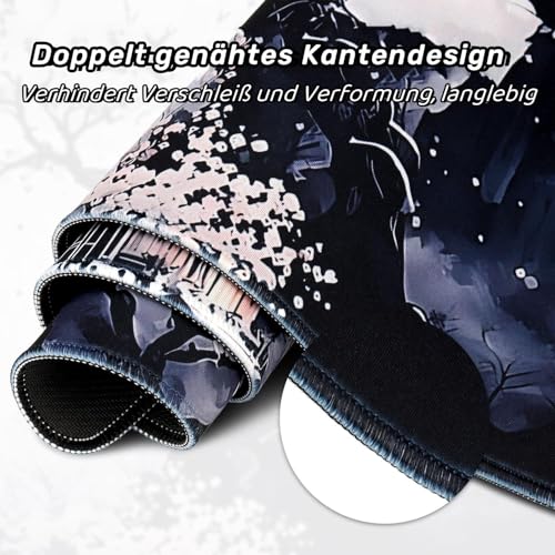 Japanische Weiße Mauspad, Mauspad XXL 80x30CM Gaming, Große Kirschblüte Schreibtisch Matte, Anime Gaming Tastatur Matte, Großer Erweiterter Schreibtisch Schutz Für Home Office (Stil A)