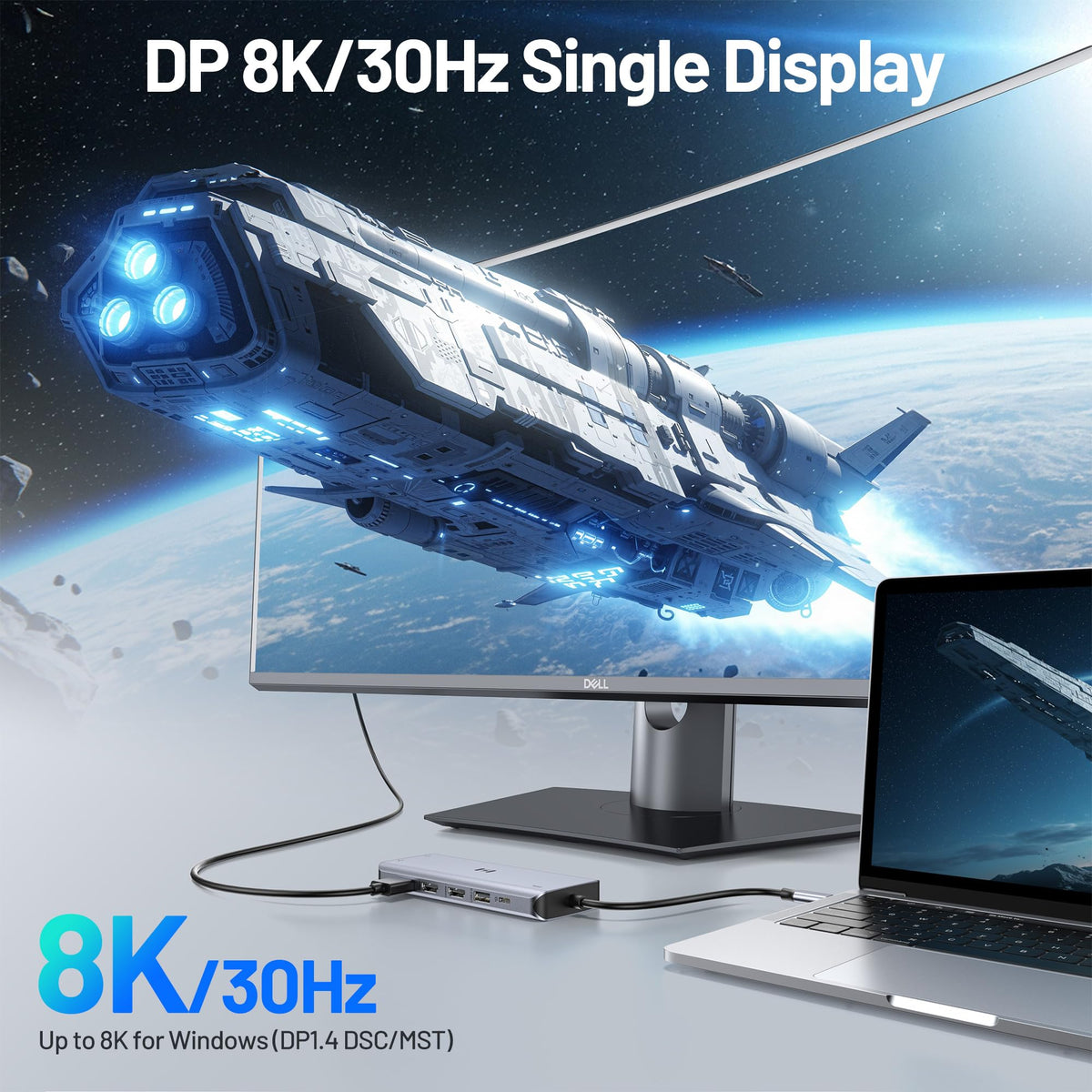 USB C DockingStation 4 Monitore, Dual HDMI DP VGA, für MacBook Dell Hp