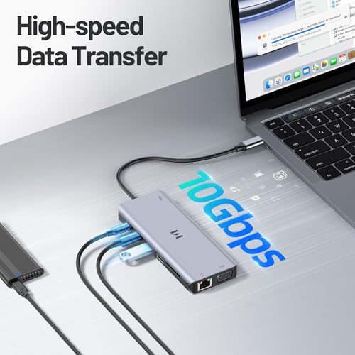 USB C DockingStation 4 Monitore, Dual HDMI DP VGA, für MacBook Dell Hp