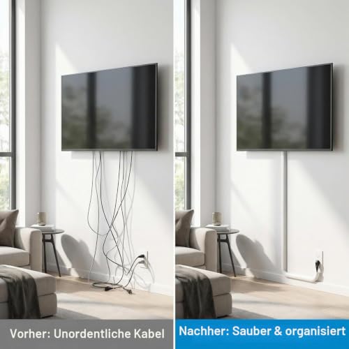 Kabelkanal Weiß Selbstklebend 3m Flexibel, Mini Kabelschacht Seitlich Öffnend für 1 Kabel, Kabelabdeckung Wand & Decke zum Kabel Verstecken in Haushalt Büro (Weißer Flexibler Kabelkanal 3 Meter)