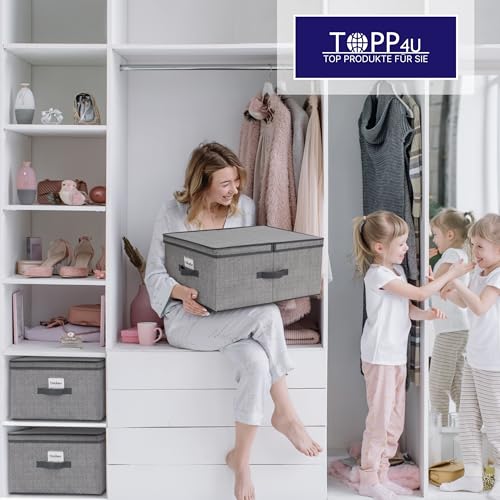 TOPP4u 2er Set große Aufbewahrungs-Box 50L mit Deckel, 2 Fächer 40x50x25cm