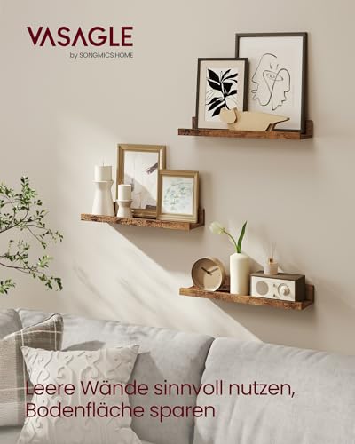 VASAGLE Wandregal, 3er Set, Schweberegale, Breite 38 cm