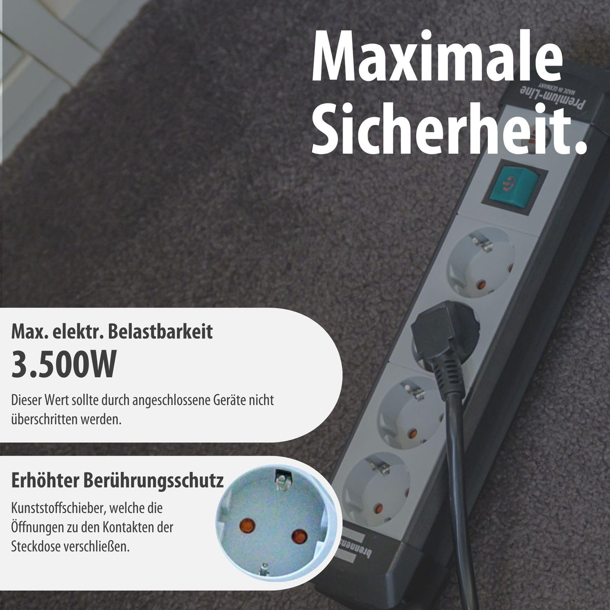 Brennenstuhl Premium-Line Steckdosenleiste 4-Fach, 5m