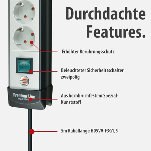 Brennenstuhl Premium-Line Steckdosenleiste 4-Fach, 5m