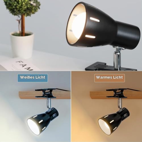 Milpoel Klemmleuchte, Verstellbare Schreibtischlampe mit E27-Fassung, Klemmlampe für Lesen im Bett, Arbeiten und Lernen, Schlankes und Leichtes Design, E27-Birne Separat Erhältlich (Weiß)