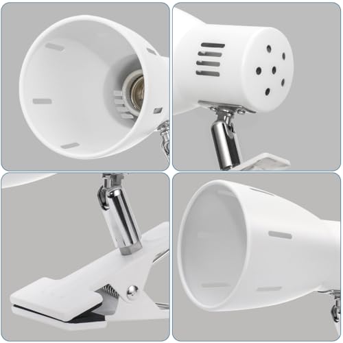 Milpoel Klemmleuchte, Verstellbare Schreibtischlampe mit E27-Fassung, Klemmlampe für Lesen im Bett, Arbeiten und Lernen, Schlankes und Leichtes Design, E27-Birne Separat Erhältlich (Weiß)