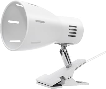 Milpoel Klemmleuchte, Verstellbare Schreibtischlampe mit E27-Fassung, Klemmlampe für Lesen im Bett, Arbeiten und Lernen, Schlankes und Leichtes Design, E27-Birne Separat Erhältlich (Weiß)