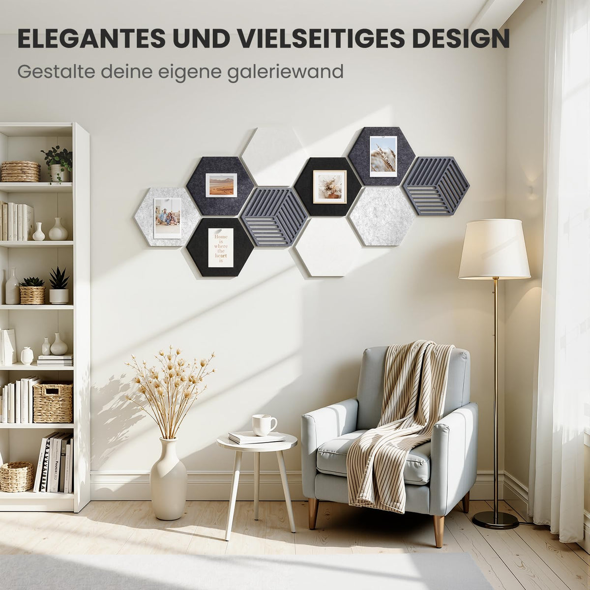 10 Stück Sechseckige Filz Pinnwand, Pinnwand Kork Alternative Selbstklebend, Dekorative Filzboard Vision Board Fotowand Memoboard Wanddekoration für Büro, Schule, Zuhause
