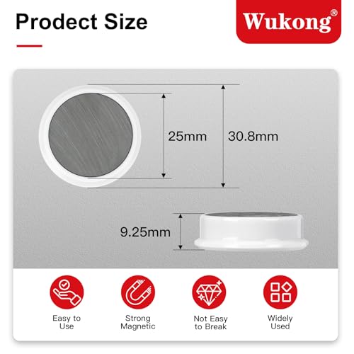 Wukong 24 Stück Magnete für Magnettafel Stark, Weiß Fridge Magnete Kleine Magnet für Whiteboard Schule, Kühlschrankmagnet Schließfächer und Foto