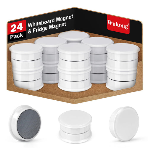 Wukong 24 Stück Magnete für Magnettafel Stark, Weiß Fridge Magnete Kleine Magnet für Whiteboard Schule, Kühlschrankmagnet Schließfächer und Foto