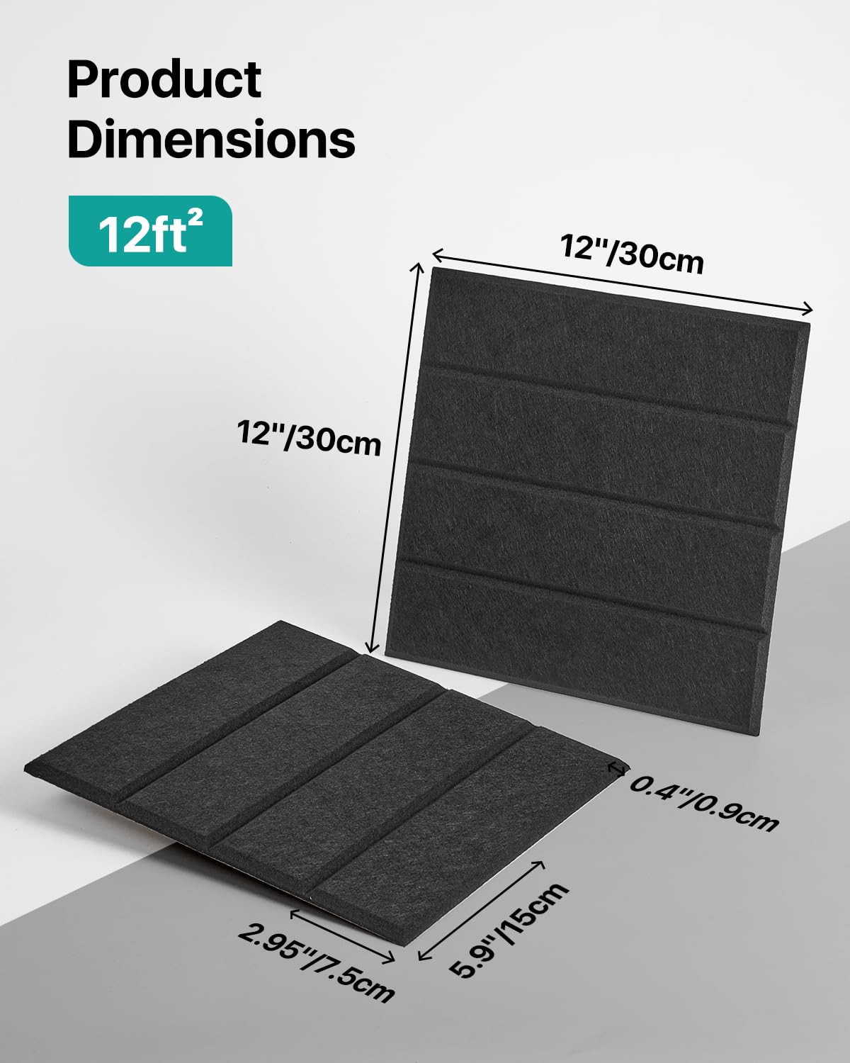 Soundsbay Akustikpaneele Selbstklebend, Akustikplatten 12 Stück Schwarz