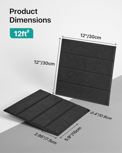 Soundsbay Akustikpaneele Selbstklebend, Akustikplatten 12 Stück Schwarz