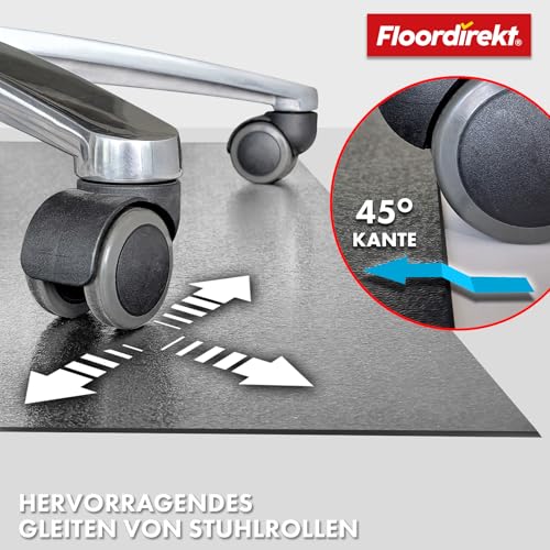 Floordirekt Bodenschutzmatte 90 x 120 cm, Dunkelgrau - mit abgeschrägter Kante - Bürostuhl Unterlage aus PVC, Bodenschutz, Unterlegmatte, Schutzmatte für Laminat, Parkett, Hartböden (Kleopatra)