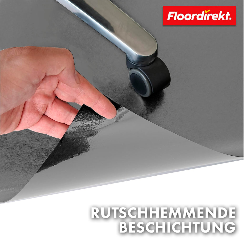 Floordirekt Bodenschutzmatte 90 x 120 cm, Dunkelgrau - mit abgeschrägter Kante - Bürostuhl Unterlage aus PVC, Bodenschutz, Unterlegmatte, Schutzmatte für Laminat, Parkett, Hartböden (Kleopatra)