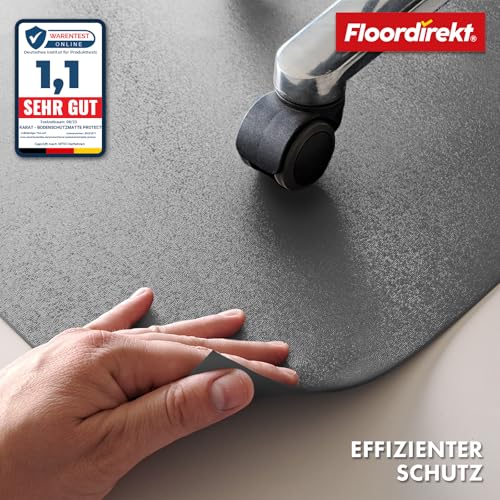 Floordirekt Bodenschutzmatte 90 x 120 cm, Dunkelgrau - mit abgeschrägter Kante - Bürostuhl Unterlage aus PVC, Bodenschutz, Unterlegmatte, Schutzmatte für Laminat, Parkett, Hartböden (Kleopatra)