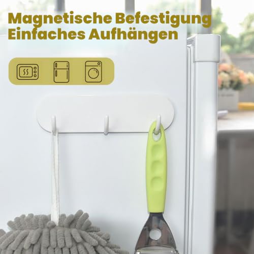 4 Stück Schlüsselbrett Magnetisch Ohne Bohren mit 3 Haken Weiß