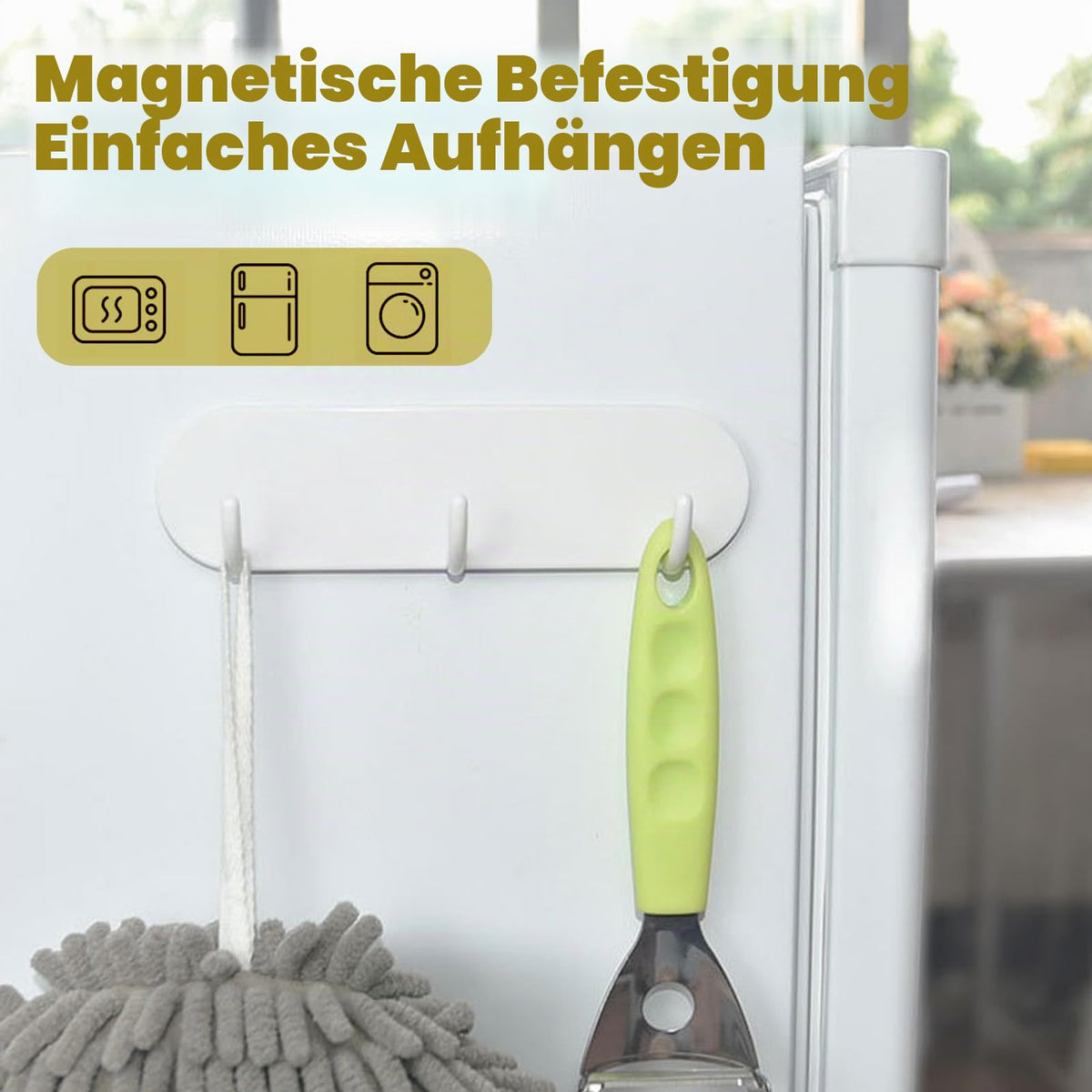4 Stück Schlüsselbrett Magnetisch Ohne Bohren mit 3 Haken Weiß