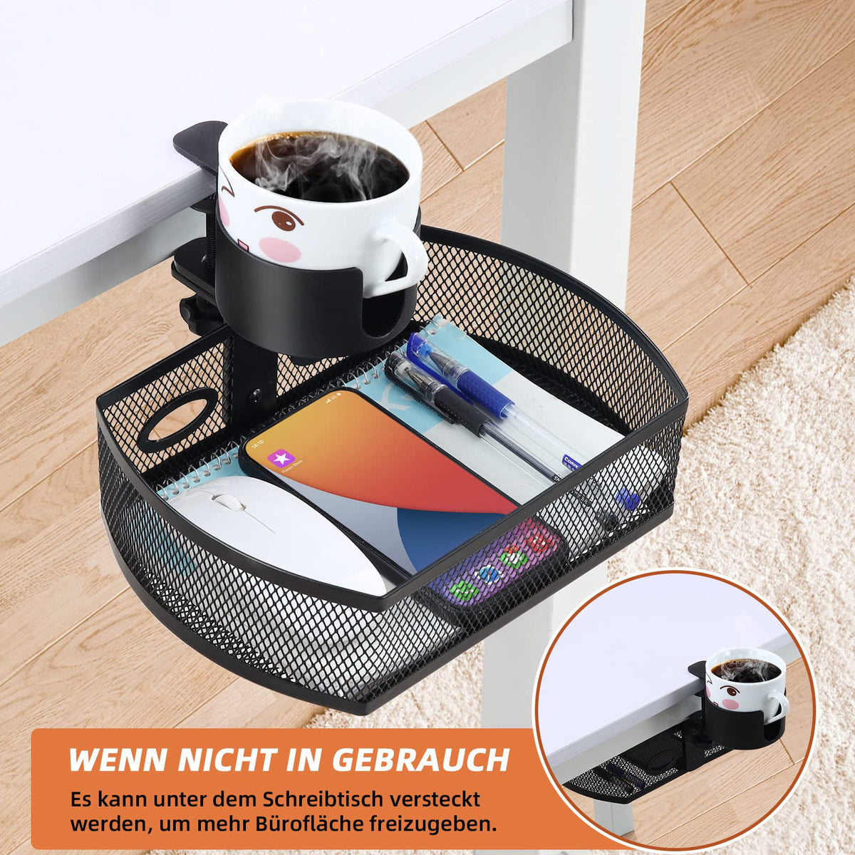 Unterbau Schublade 360 Drehbar Rutschfest mit Auslaufsichere Becher