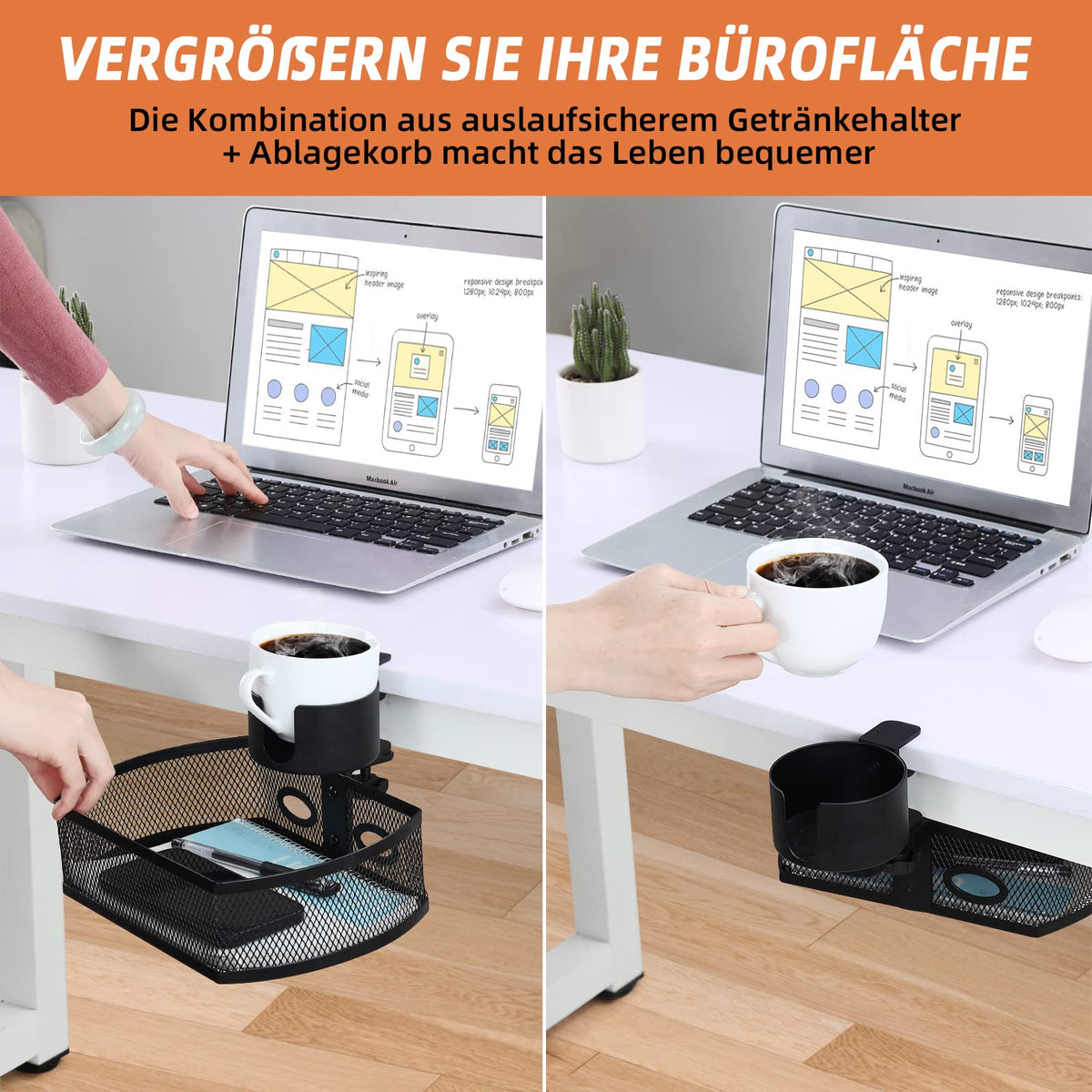 Unterbau Schublade 360 Drehbar Rutschfest mit Auslaufsichere Becher