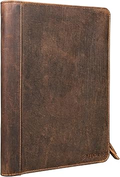 STILORD 'Julius' Vintage Konferenzmappe Leder Schreibmappe Aktenmappe Dokumentenmappe A4 Organizer 12 Zoll Tablettasche echtes Rindsleder, Farbe:mittel - braun