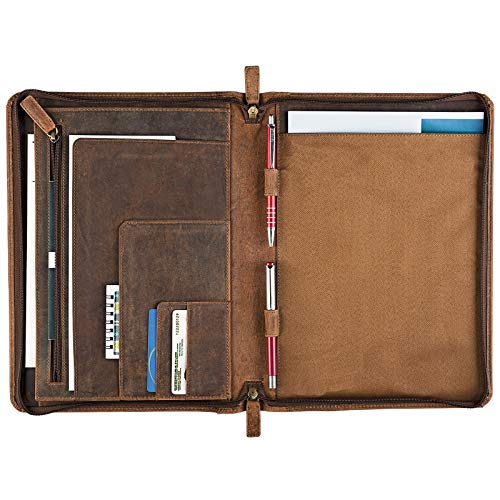 STILORD 'Julius' Vintage Konferenzmappe Leder Schreibmappe Aktenmappe Dokumentenmappe A4 Organizer 12 Zoll Tablettasche echtes Rindsleder, Farbe:mittel - braun