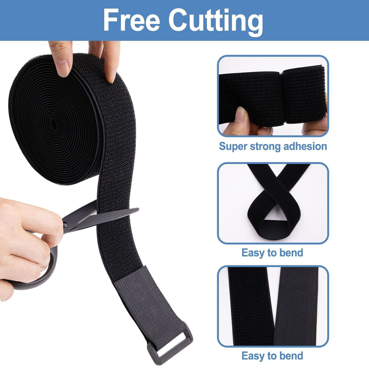 5cm × 5m Klettband, Kabelbinder Klett mit 15 Schnallen