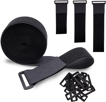 5cm × 5m Klettband, Kabelbinder Klett mit 15 Schnallen