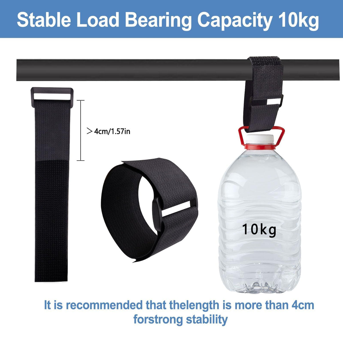 5cm × 5m Klettband, Kabelbinder Klett mit 15 Schnallen