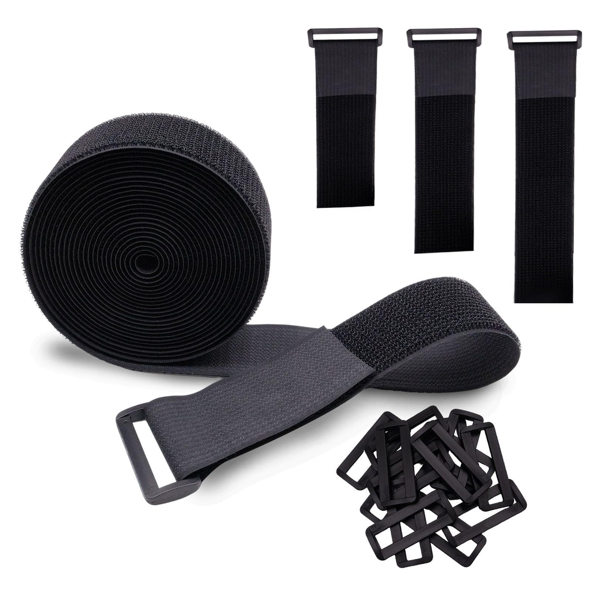 5cm × 5m Klettband, Kabelbinder Klett mit 15 Schnallen