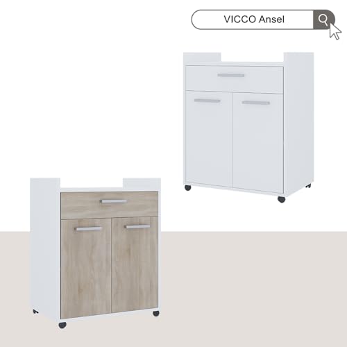 Vicco Rollcontainer Ansel, Weiß/Sonoma, 60 x 40 cm