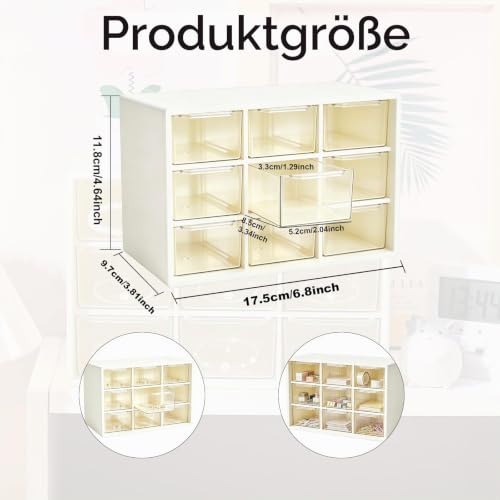 1 Stück Schubladenbox Kunststoff,9-Felder-Raster, transparent