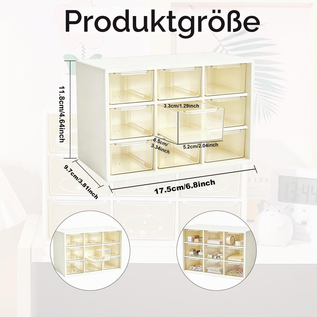 1 Stück Schubladenbox Kunststoff,9-Felder-Raster, transparent