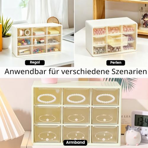 1 Stück Schubladenbox Kunststoff,9-Felder-Raster, transparent