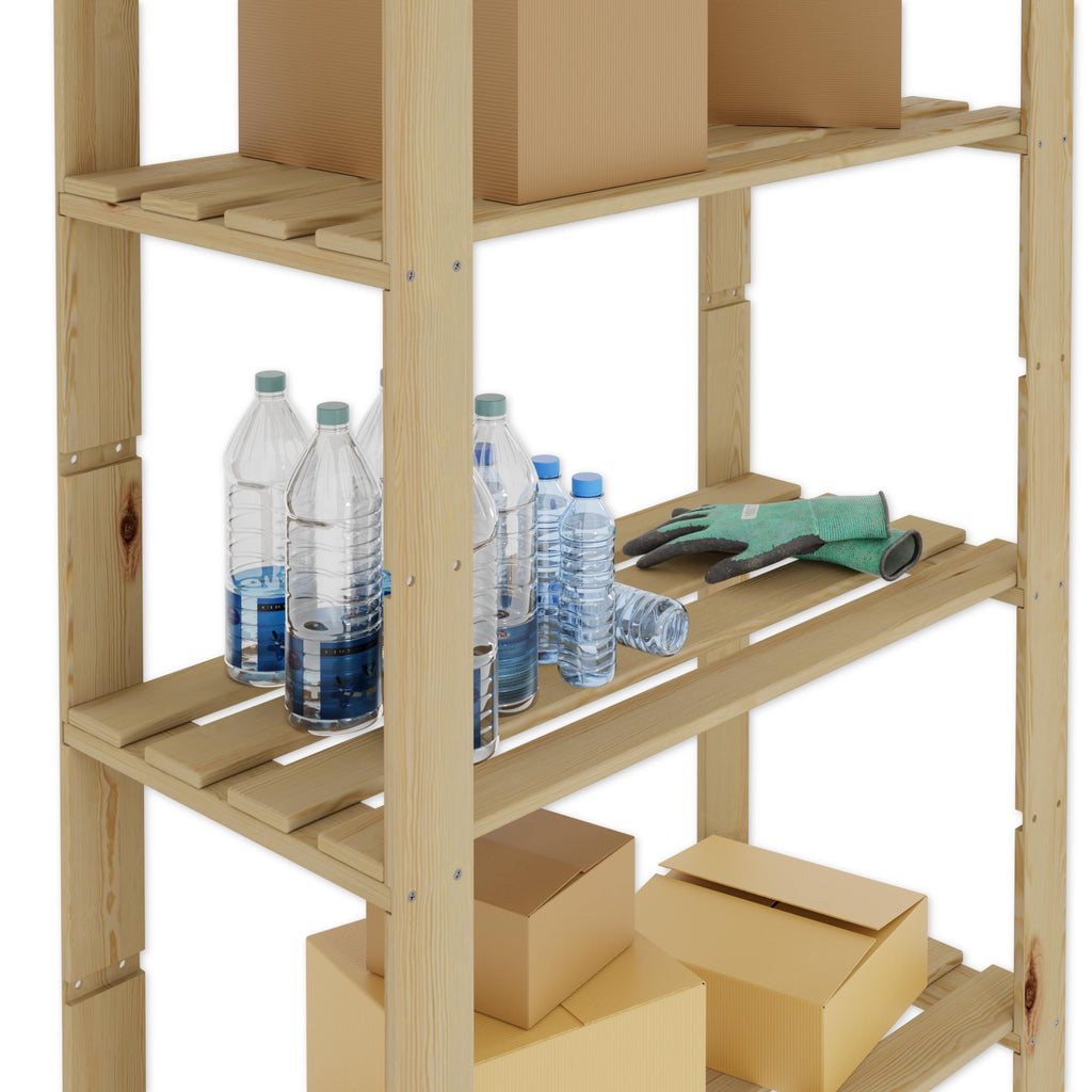 Lenmar Serie B Holzregal, Kiefer, Holz, Hellbeige, 5 Böden, Bücherregal, Holzregal, Standregal, Wandregal, Regal mit 5 Böden, Büroregal, für Wohnzimmer (B-24 170 x 80 x 40cm)