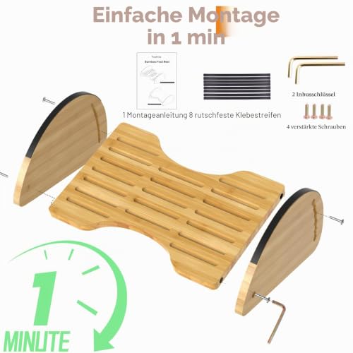 fussstütze unterm schreibtisch,2in1 verstellbare ergonomische fußstütze für Büro und Zuhause,fußhocker schreibtisch mit 6 Höhen, rutschfest verbessert die Haltung fußbank,fussbank holz massiv