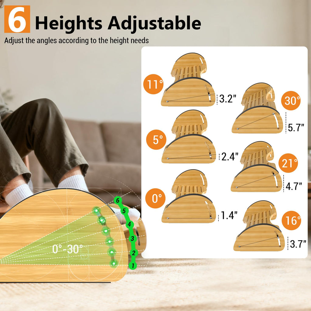 fussstütze unterm schreibtisch,2in1 verstellbare ergonomische fußstütze für Büro und Zuhause,fußhocker schreibtisch mit 6 Höhen, rutschfest verbessert die Haltung fußbank,fussbank holz massiv