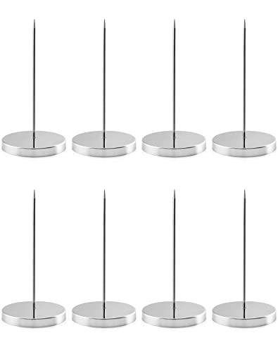 QWORK Zettelspießer Memo Halter, Zettelhalter Bon Aufspießer für Zettel Note Papier Beleg, 14 cm, 8 Stücke, Silber