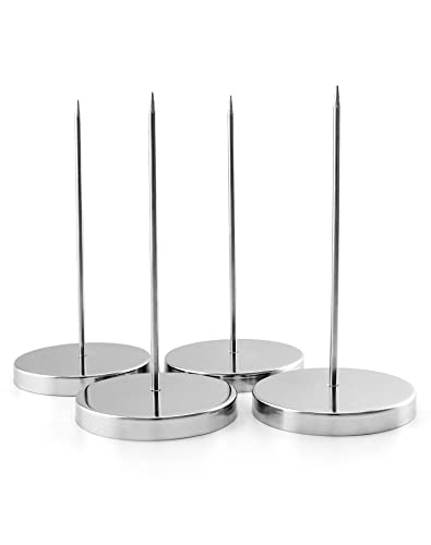 QWORK Zettelspießer Memo Halter, Zettelhalter Bon Aufspießer für Zettel Note Papier Beleg, 14 cm, 8 Stücke, Silber