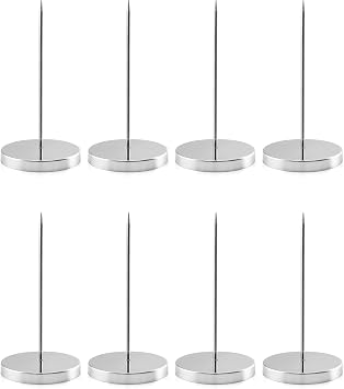 QWORK Zettelspießer Memo Halter, Zettelhalter Bon Aufspießer für Zettel Note Papier Beleg, 14 cm, 8 Stücke, Silber