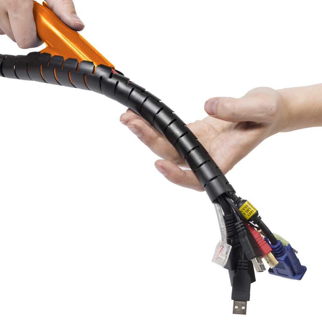 D-Line CZ252.5B Flexibler Kabelkanal, Optimale Kabelordnung mit dem Kabelschutzschlauch - Länge 2,5m, Durchmesser 25mm - Schwarz